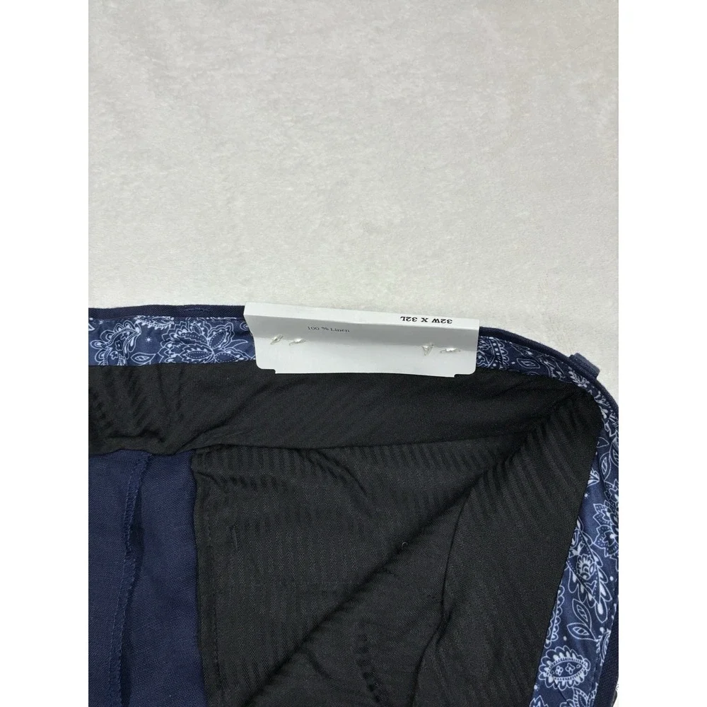 NWT Mens Lauren Ralph Lauren Men Ultra Flex Classic Fit Navy Linen Pants 32x32